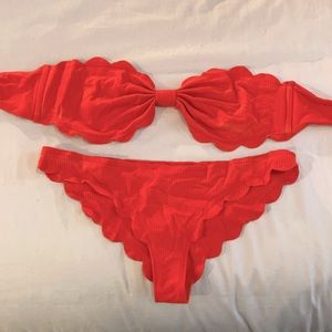 marysia red scalloped bikini